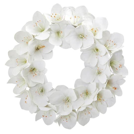 24'' White Amaryllis Wreath